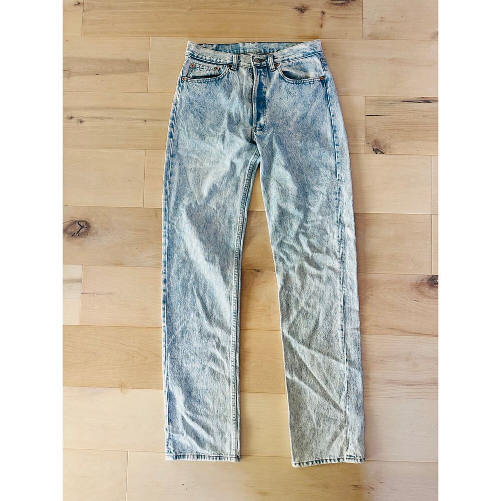 Vintage Levi's 501 Acid Wash Denim Jeans Made USA Size 30 x 35 Straight Leg - Picture 8 of 11